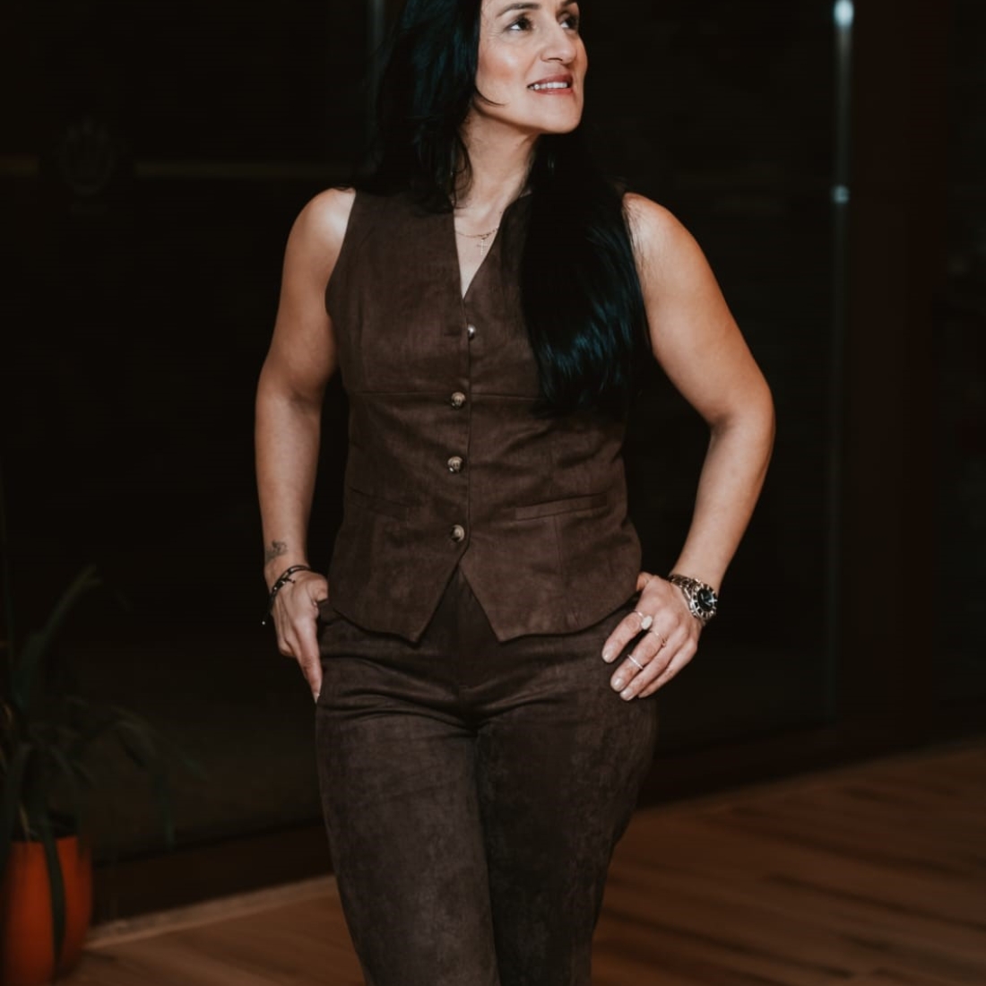 Look colete + calça