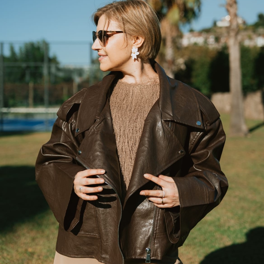 Casaca em ecopele oversize